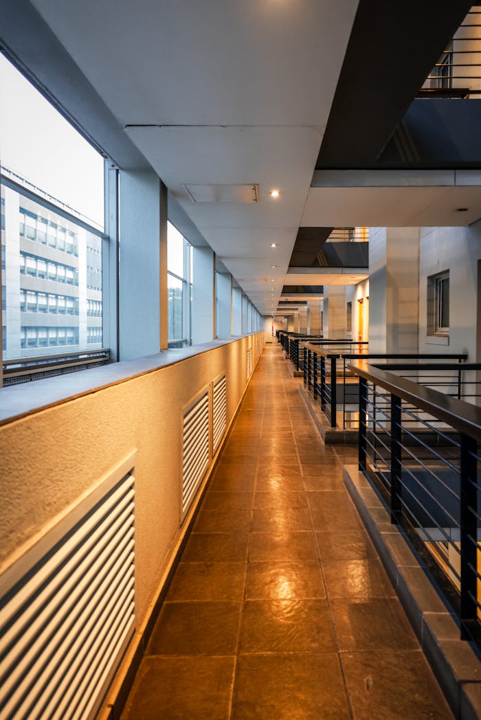 Clean commercial hallway